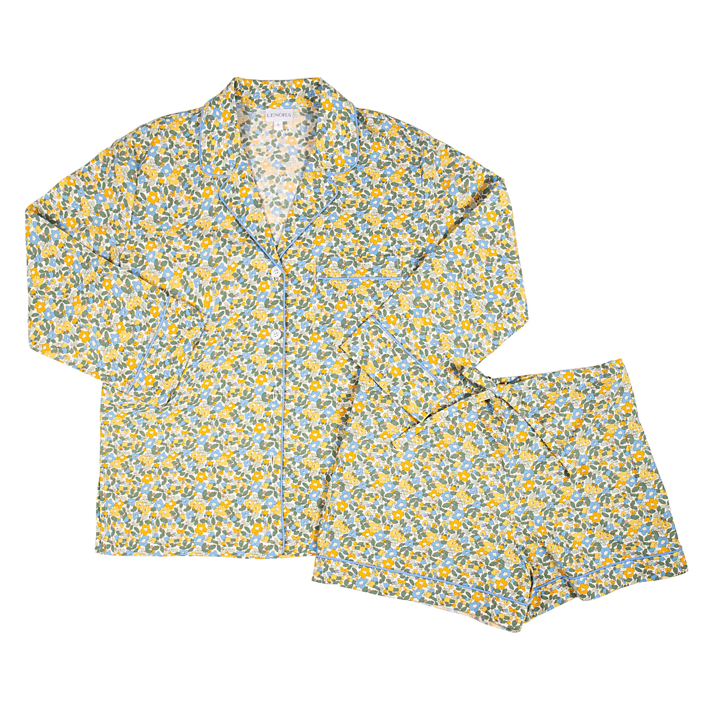 Lenora CLASSIC COTTON shorty pjs IN LEMON LIBERTY