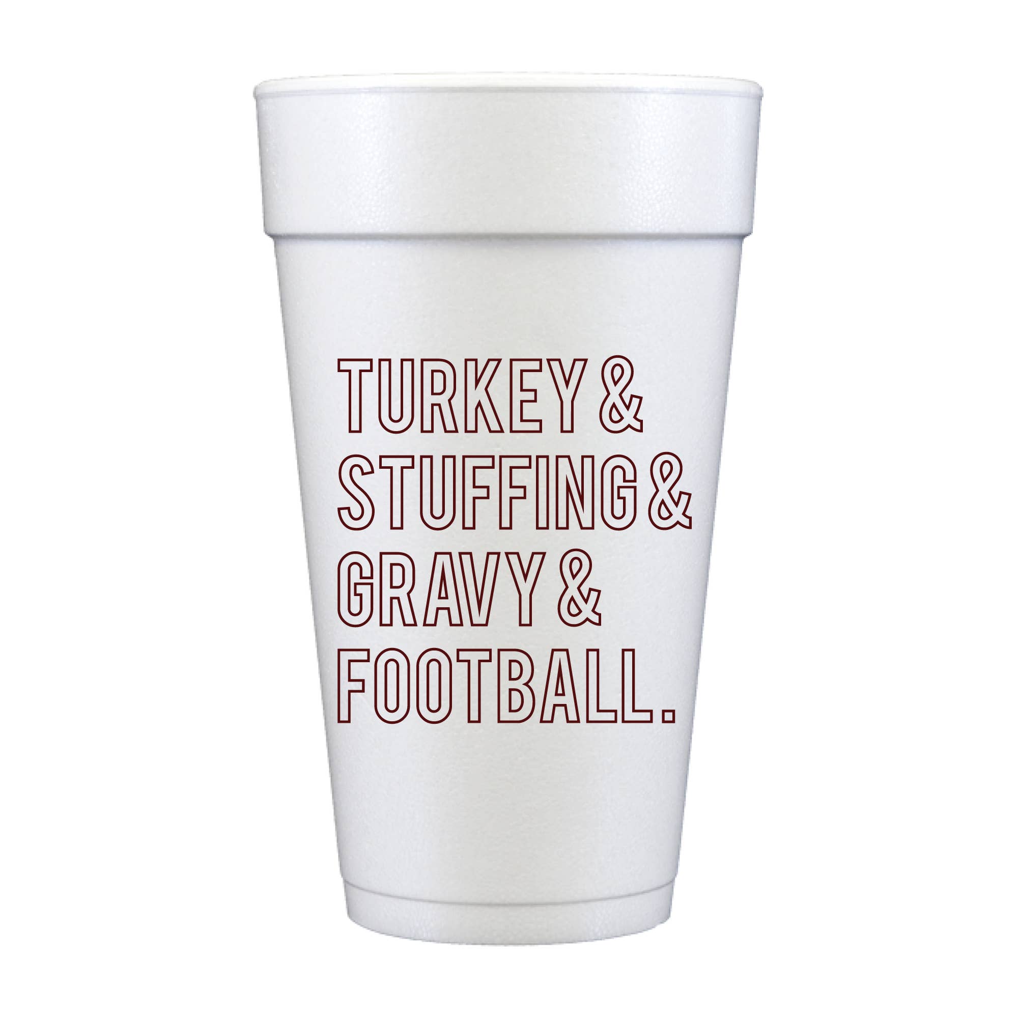 Turkey Stuffing Gravy Football Foam Cups - Thanksgiving