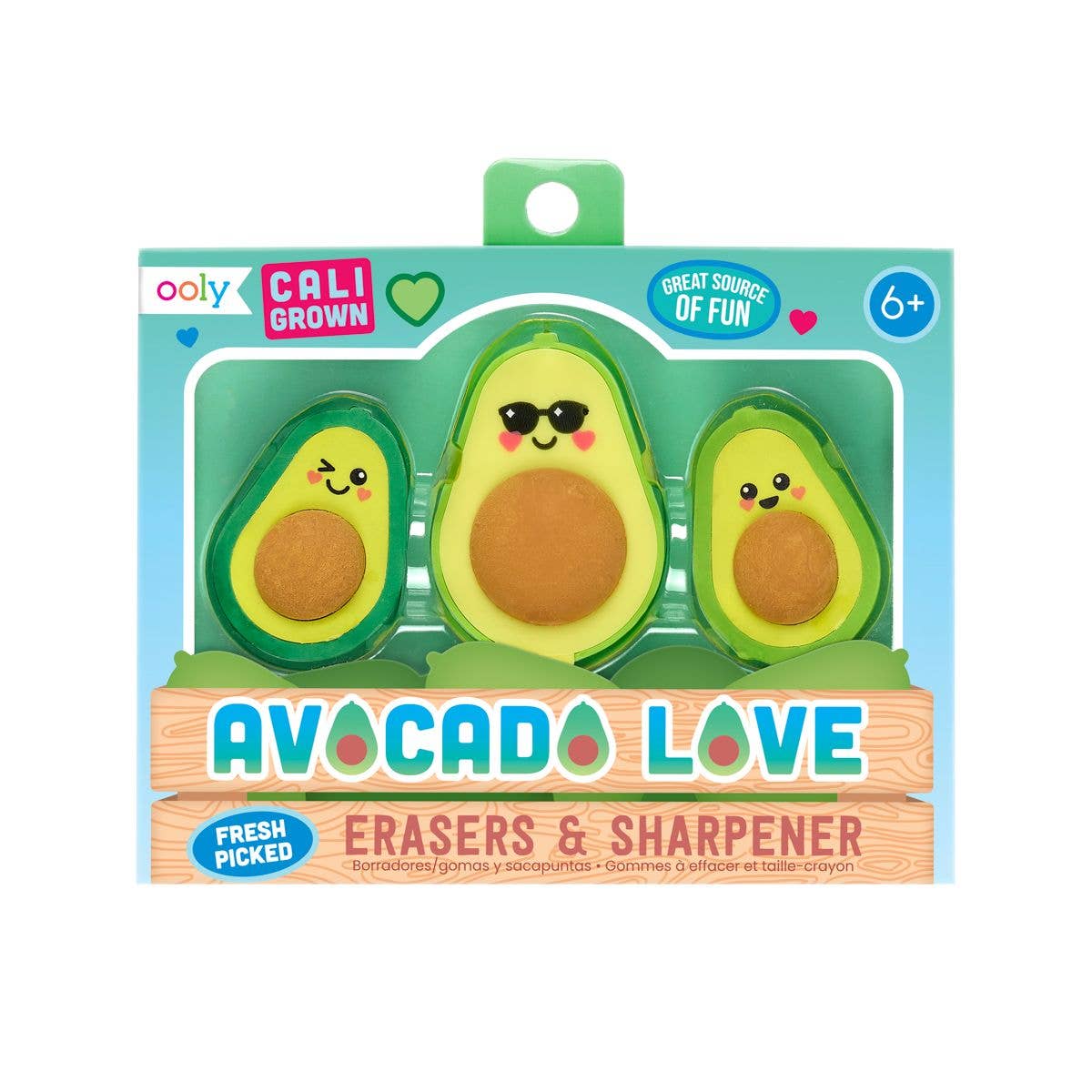 Avocado Love Eraser and Sharpener - set of 3